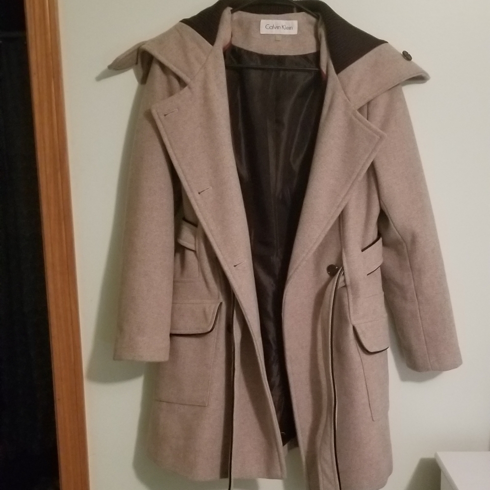 Calvin Klein Wool Peacoat cream with black lining